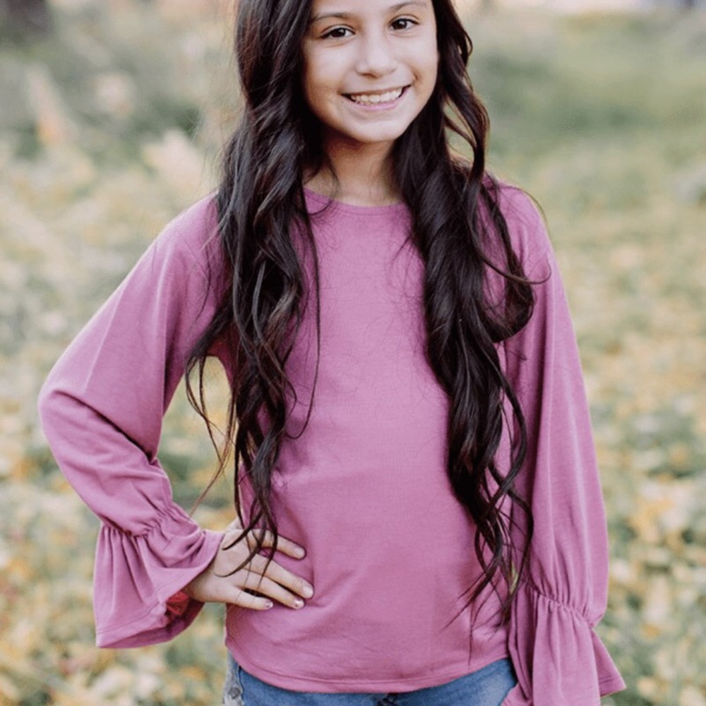 🌸Girls boutique Bell Sleeve Top in Pink